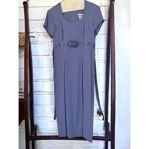 Just Choon Bridesmaid Prom Dress Blue size 5 Flowered Front Tie in Back Blue